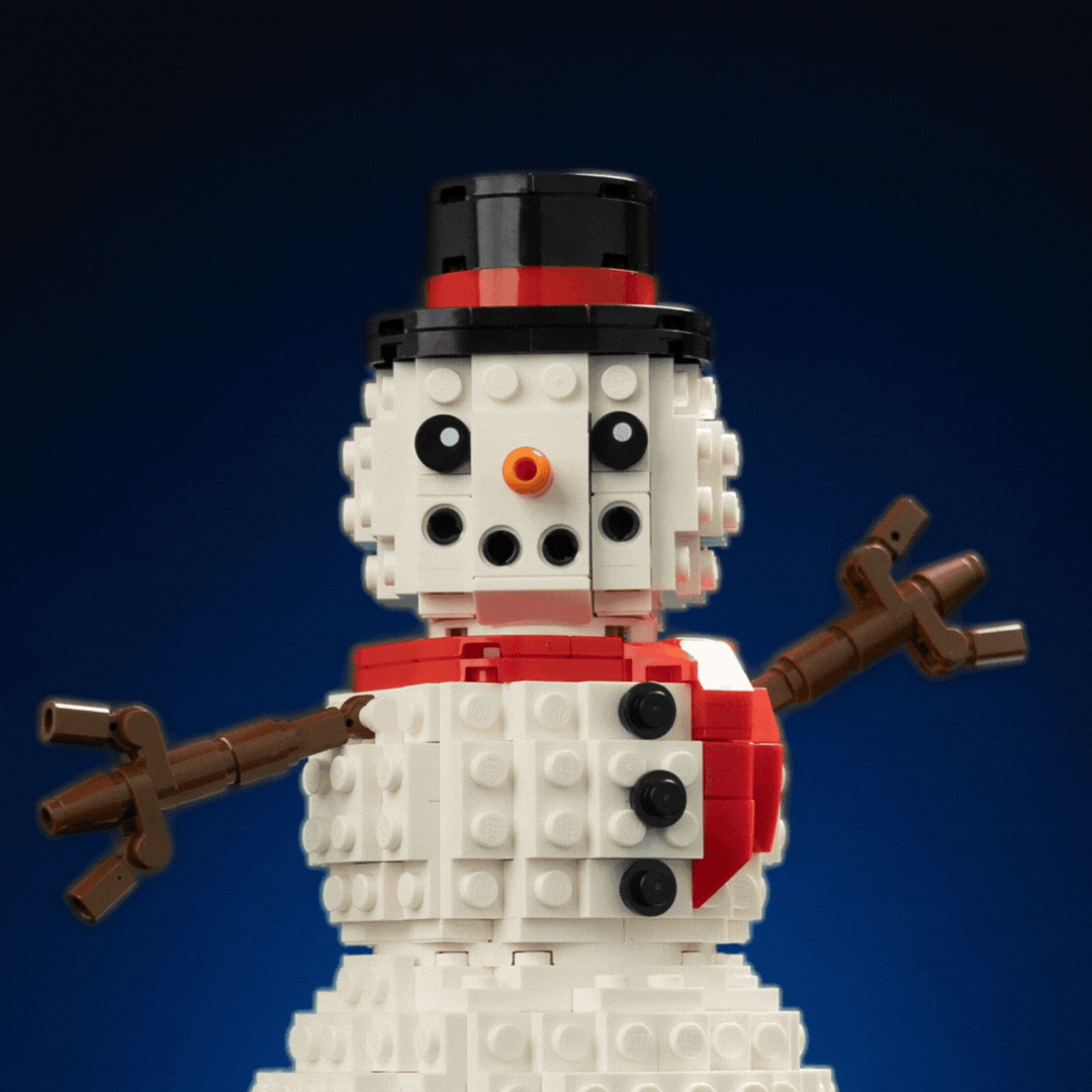 Holiday Snowman built with LEGO® bricks - by Bricker Builds