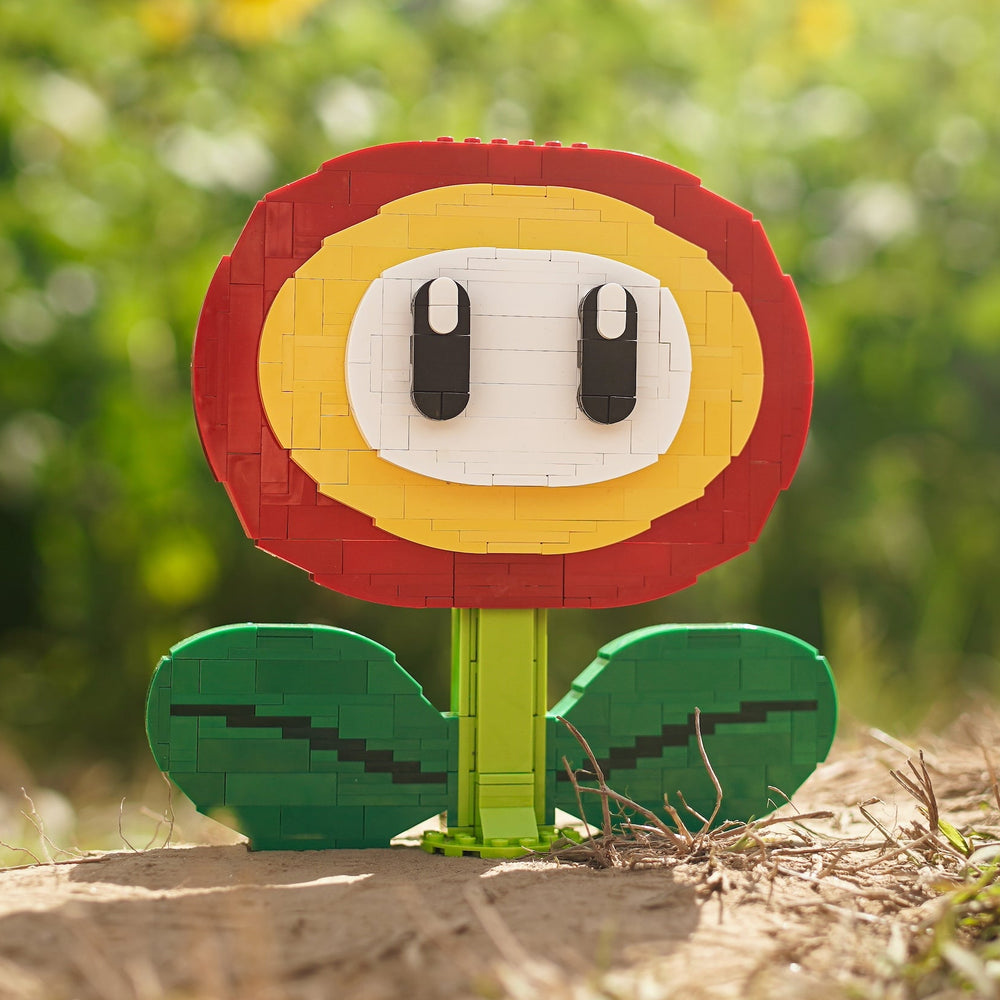 Fire Flower Life-Sized Sculpture built with LEGO® bricks - by Bricker Builds