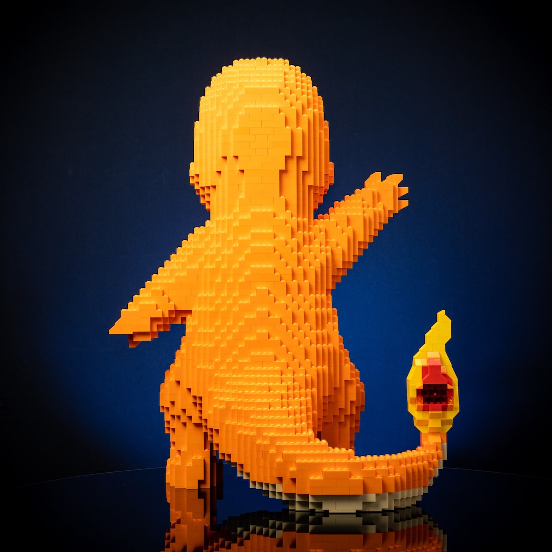 Fire Lizard Life-Sized Sculpture built with LEGO® bricks - Bricks & Instructions + FREE Light Kit by Bricker Builds