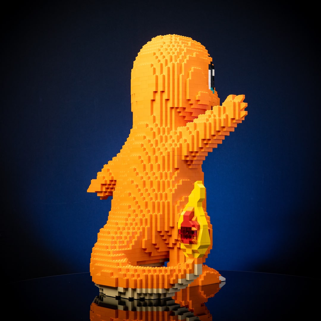 Fire Lizard Life-Sized Sculpture built with LEGO® bricks - Bricks & Instructions + FREE Light Kit by Bricker Builds