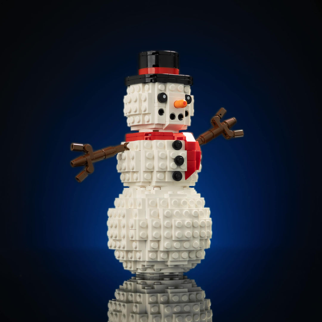 Holiday Snowman built with LEGO® bricks - by Bricker Builds