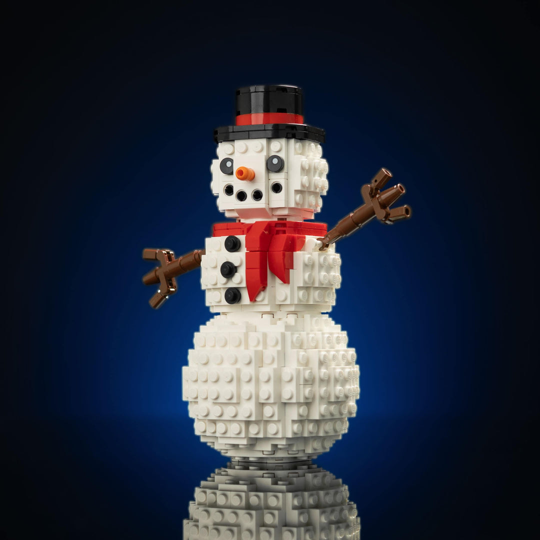 Holiday Snowman built with LEGO® bricks - by Bricker Builds
